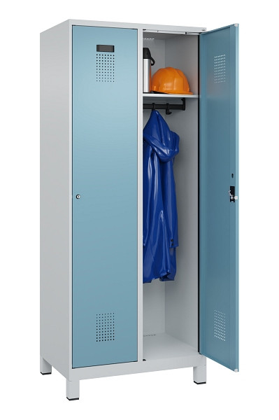 C+P Spind Evolo PLUS, mit Füßen, 2 Abteile, 1950x800x500mm, 7035/0010, Verschluss Zylinderschloss, Ablageböden 2, 049010-22 S10036