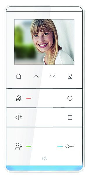 TCS Video IP Innenstation zum Freisprechen Serie TASTA mit weißem Passepartout, Aufputzmontage weiß, IVW5411-0145