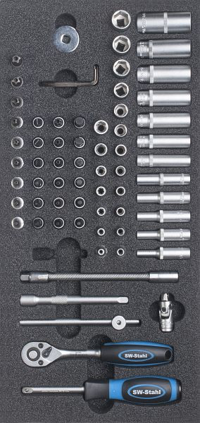SW-Stahl Werkstattwagensortiment, Steckschlüssel 1/4“, mit Ratsche, 66-teilig, Z3013-12