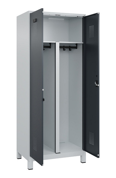 C+P PSA Schwarz-Weiß-Spind Evolo PLUS, mit Füßen, 2 Abteile, 1950x800x500mm, 7035, Frontfarbe RAL 7016 Anthrazitgrau, Zylinderschloss, 049012-22P S10039