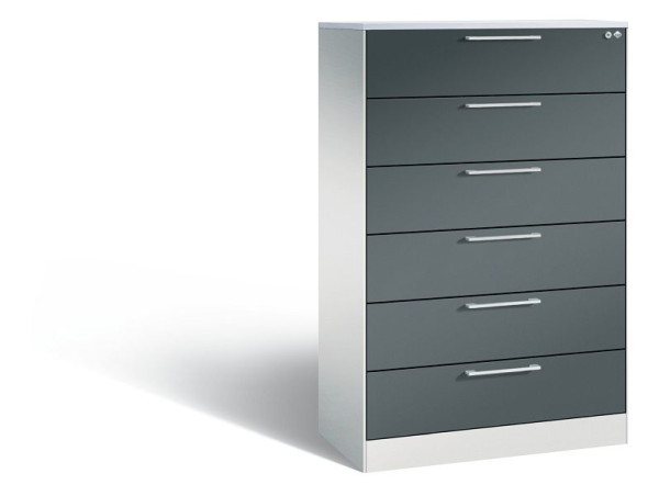 C+P Schubladenschrank Asisto, H1310xB800xT435 mm, Grau/Anthrazit/DBS Hellgrau, 146023-623 S10215