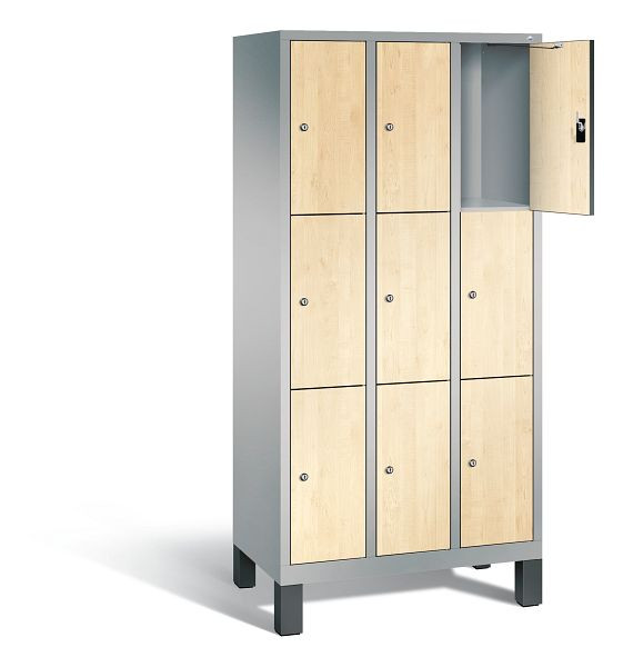C+P Schließfachschrank Evolo, H1850xB900xT500mm, Farbe: Weißaluminium / Dekor Donau-Ahorn, 48010-303 S10184