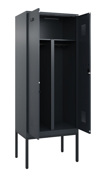 C+P PSA Doppel-Spind Evolo PLUS, Gestell, 2 Abteile, 2120x800x500mm, 7016/7016, Zylinderschloss, 0490327-22P S10043