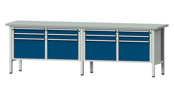 ANKE Werkbänke Kastenwerkbank, Modell 233 V, 2800 x 700 x 890 mm, RAL 7035/5010, ZBP 40 mm, 305.061