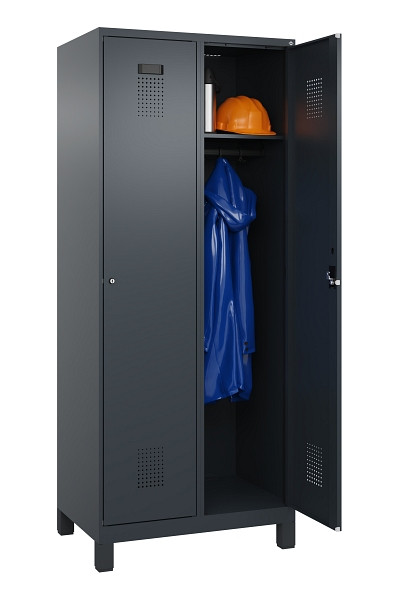 C+P Spind Evolo PLUS, mit Füßen, 2 Abteile, 1950x800x500mm, 7016/7016, Verschluss Zylinderschloss, Ablageböden 2, 049010-22 S10043