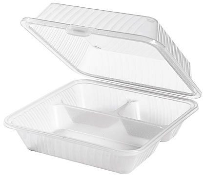 Contacto Eco-Takeouts Behälter, weiß, 3 Fächer 23 x 23 x 9 cm, VE: 12 Stück, 1107/230