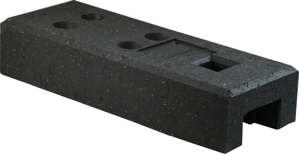 Schake Bauzaunfuß aus Kunststoffrecycling, Länge: 685 mm Höhe: 135 mm Breite: 250 mm mit 4 Löchern (Ø 42 mm) und 1 x 60 mm x 60 mm 20 kg, 3F111