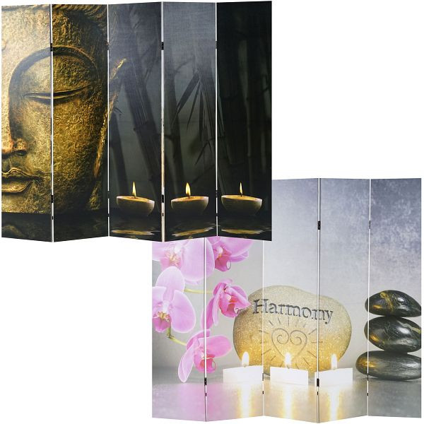 Mendler Foto-Paravent Buddha, Paravent Raumteiler Trennwand, 180x200 cm, 36746