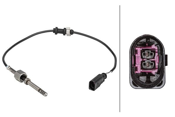 HELLA Sensor, Abgastemperatur, 2-polig, geschraubt, Kabel: 440mm, 6PT 358 181-151