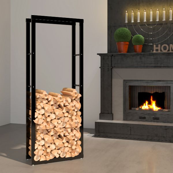 Metra Kaminholzregal für Innen und Außen, Metall Brennholzregal außen 60x25x150 cm, 10903