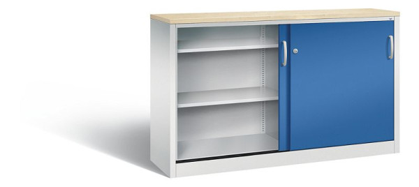 C+P Sideboard mit Schiebetüren Acurado, H1000xB1600xT400mm, Farbe: Lichtgrau / Enzianblau, Bügelgriff, 2146-00 S10183