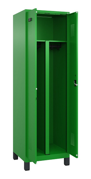 C+P PSA Schwarz-Weiß-Spind Evolo PLUS, mit Füßen, 2 Abteile, 1950x600x500mm, 60, Zylinderschloss, 049012-20P S10053