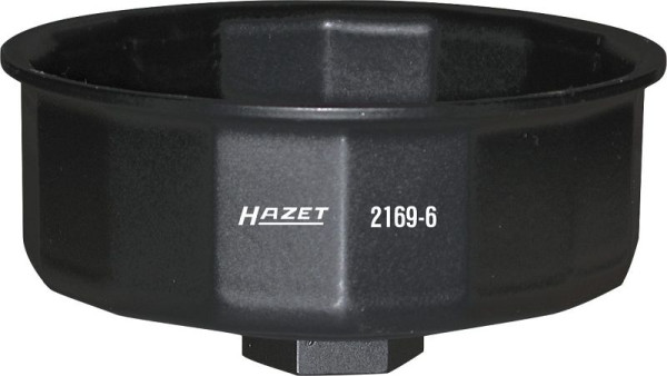 Hazet Ölfilter-Schlüssel, Vierkant hohl 12,5 mm (1/2 Zoll), Außen-16-kant Profil, 97 mm, 2169-6