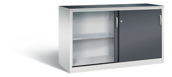C+P Schiebetürenschrank Acurado, H1000xB1600xT600mm, Farbe: Lichtgrau / Schwarzgrau, Bügelgriff, 2166-09 S10055