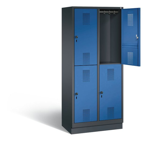 C+P Spind doppelstöckig Evolo, H1800xB810xT500mm, Farbe: Schwarzgrau / Enzianblau, 48320-22 S10070