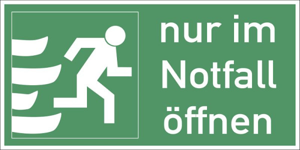 Moedel Nur im Notfall öffnen rechts, Querformat, Folie, 148x74 mm, 60811