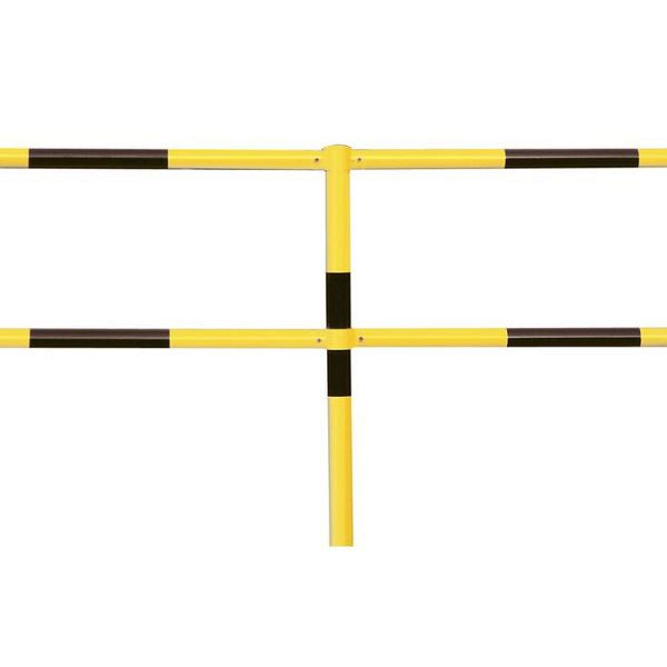 Stein HGS Systemgeländer -Mountain-, Standpfosten Ø 60 mm, mit Flachkopf, Gesamtlänge 1000mm, zum Aufdübeln mit Bodenplatte, Farbe: schwarz/gelb, 11812