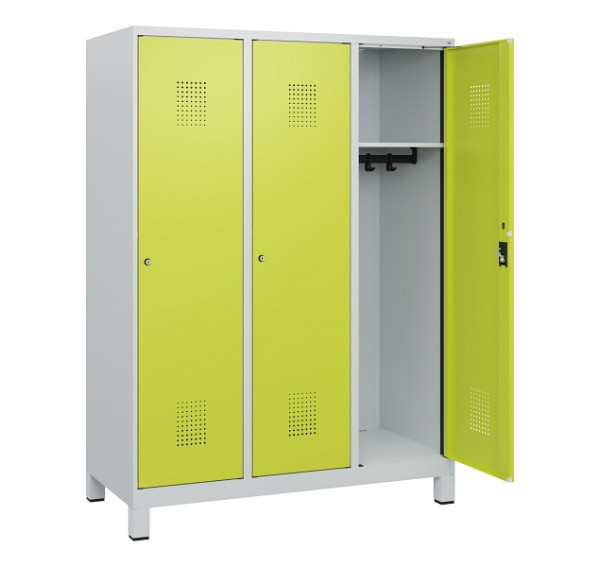 C+P Spind Evolo PLUS, Füße, 3 Abteile, 1630x1200x500mm, 7035/0024, Zylinderschloss, 0490105-32 S10042