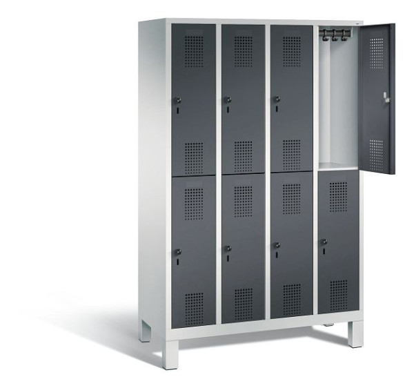 C+P Spind doppelstöckig Evolo, H1850xB1190xT500mm, Farbe: Lichtgrau / Schwarzgrau, 48310-40 S10204