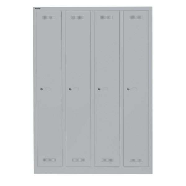 Bisley Garderobenschrank Monobloc™, 4 Abteile je 1 Fach, 355 silber, ML11Q1355