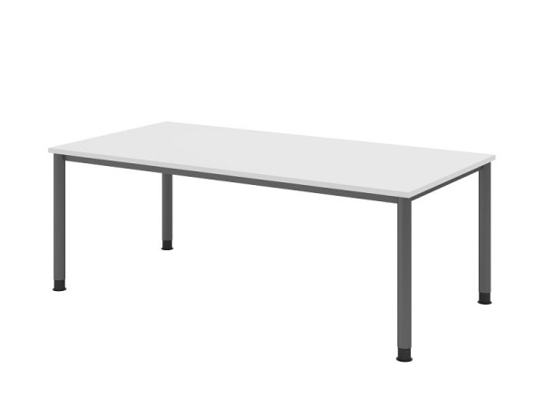 Hammerbacher Schreibtisch HS2E, 200 x 100 cm, Platte: weiß, 25 mm dick, 4-Fuß-Gestell in Graphit, Arbeitshöhe 68,5-81cm, VHS2E/W/G