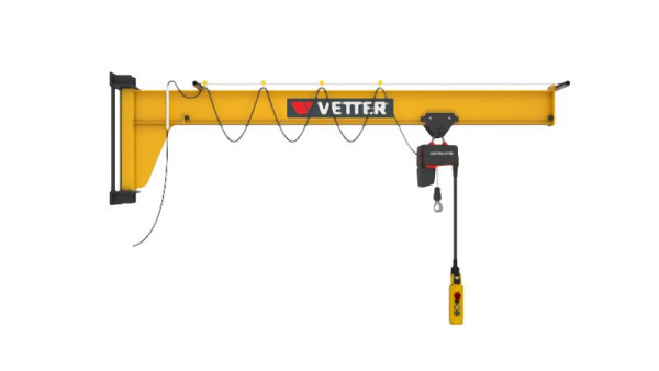 Vetter 500kg, 6,0m Wandschwenkkran AW + Standard-Lagerkonsole + Elektrokettenzug, AW5-6,0+SiXX4F-HF