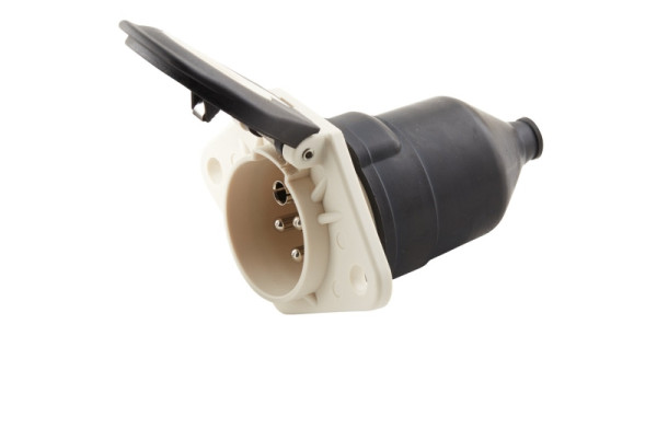 HELLA Steckdose, 24V, 7-polig, Stecker: Flachstecker, Länge: 108mm, Kunststoff, schwarz/weiß, DIN/ISO: 3731 S-Typ, 8JB 008 085-031