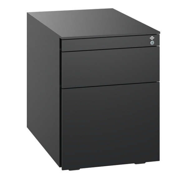 C+P Stahl-Rollcontainer, 563x430x581mm, 9005/9005, auf Rollenführung, 054530-000-102