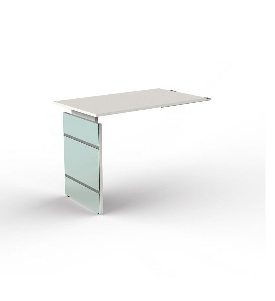 Kerkmann Ansatztisch/ Anbauschreibtisch, mit Wangengestell, Lugano, B 1000 x T 800 x H 680-760 mm, Weiß, 11433110