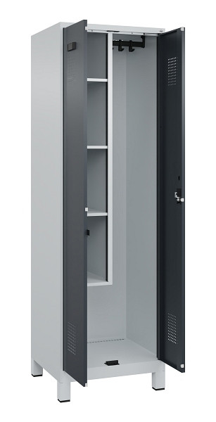 C+P Putzmittel-Spind Evolo PLUS, mit Füßen, 2 Abteile, 1950x600x500mm, 7035/701, Zylinderschloss, 049110-00 S10039