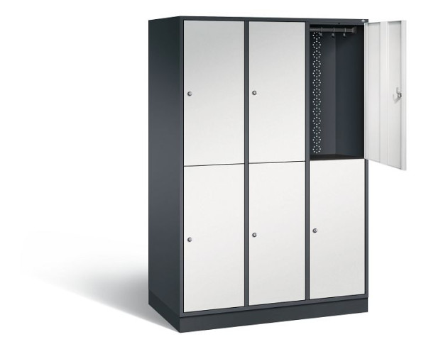 C+P Spind doppelstöckig XL Intro, H1950xB1220xT590mm, Farbe: Schwarzgrau / Lichtgrau, 8270-303 S10021