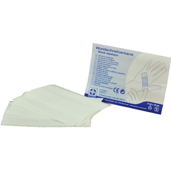 Stein HGS Wundschnellverband aus Vliesstoff, nach DIN 13019-E, 60 x 100 mm, für empfindliche Haut geeignet, 25522