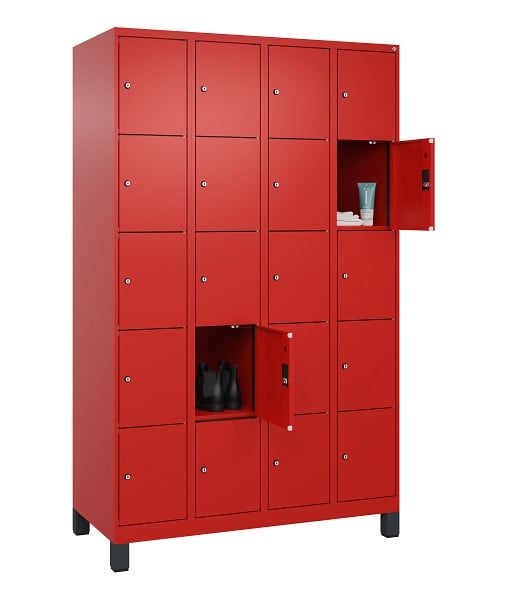 C+P Schließfachschrank Evolo PLUS, mit Füßen, 20 Fächer, 1950x1200x500mm, 3020/3020 Verkehrsrot, 049010-405 S10025