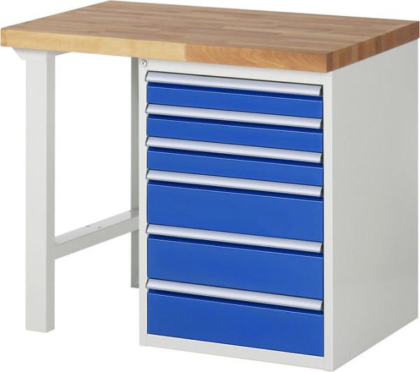 RAU Werkbank Serie 7000 - Baukasten-Bauweise, Unterbau-Container (6x Schublade), 1000x840x700 mm, 03-7515A1-107B4S.11