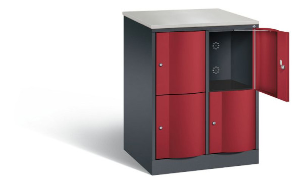C+P XL-Schließfachschrank Resisto, H1077xB772xT640mm, Farbe: Schwarzgrau / Rubinrot, 8472-273 S10027
