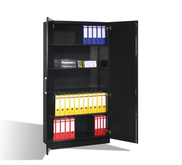 C+P Flügeltürenschrank Asisto, H1980xB1000xT435mm, Farbe: Schwarzgrau, Bügelgriff, 5 OH, 141002-000 S10056