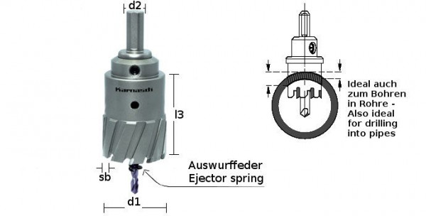 Karnasch Hartmetall-bestückte Lochsäge Power-Max 55 nur Lochsägenkörper, Schnitttiefe 55mm, d=68mm, 201141A068