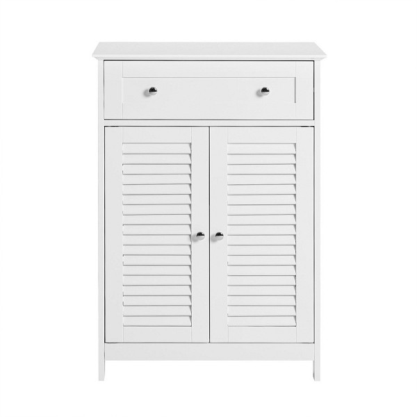 SoBuy Badunterschrank mit einer Schublade Weiß 60x35x87 cm, Rustikal, FRG238-W