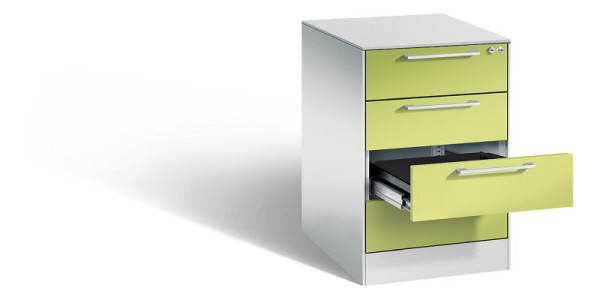 C+P Karteischrank Asisto, H710xB440xT600mm, Farbe: Lichtgrau / Viridingrün, Bügelgriff, 146275-422 S10020