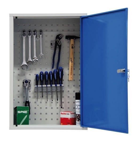 ADB Wandschrank 1-türig mit Fachboden, Maße: H x B x T: 750 x 500 x 200 mm, Farbe Korpus: Lichtgrau (RAL 7035), Farbe Tür: Lichtblau (RAL 5012), 52601