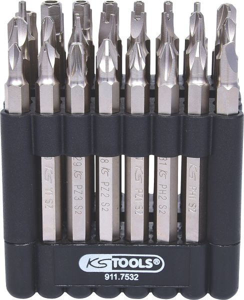 KS Tools 1/4" Bit-Satz, 75mm, 32-teilig mit Sicherheitsbits, 911.7532