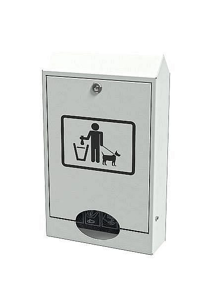 Renner Hundetoilette mit integriertem Beutelspender und Behälter, inkl. Pfosten (Ø 76 mm) zum Aufschrauben, verzinkt, beschichtet, moosgrün, 7077-01PB 6005