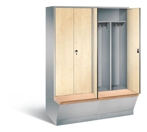 C+P Schwarz-Weiss-Spind Evolo, H2090xB1590xT815mm, Farbe: Weißaluminium / Dekor Donau-Ahorn, 48056-42 S10169