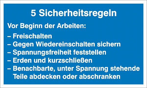 SafetyMarking Hinweisschild, 5 Sicherheitsregeln, BxH 20x12 cm, Kunststoff (Hart-PVC), 43.1311
