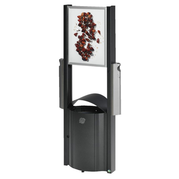 Stein HGS Abfallbehälter -Cubo Paco-, mobil mit Werbeflächen, und 2 Aschern á 3,5 Liter, 1800x710x350mm, 15924