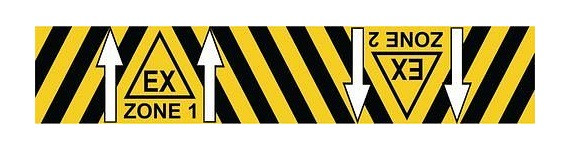 Moravia Bodenmarkierung mit Ex-Druck selbstklebend, Rolle 5 m, B 75 mm, Ex-Zone 1 und 2, 217901