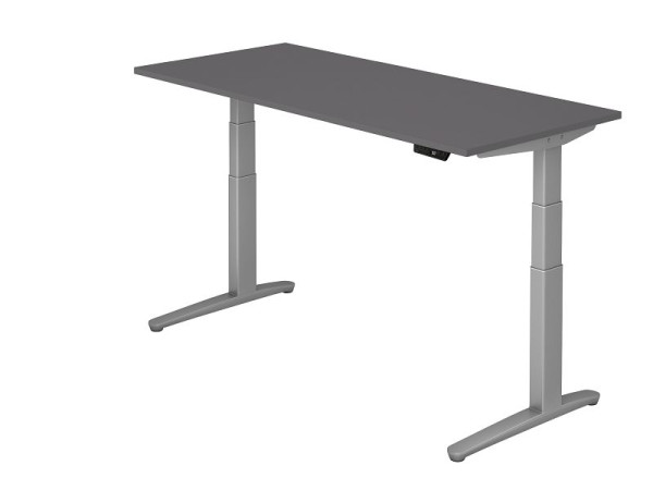 Hammerbacher Sitz-Steh-Schreibtisch elektrisch 180x80cm Graphit/Silber, Rechteckform, VXBHM19/G/SS
