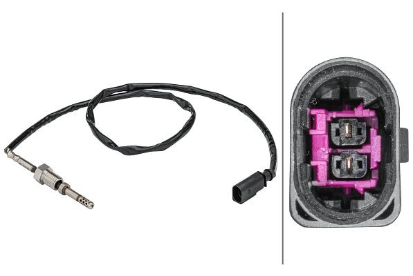 HELLA Sensor, Abgastemperatur, 2-polig, geschraubt, Kabel: 790mm, 6PT 358 181-561