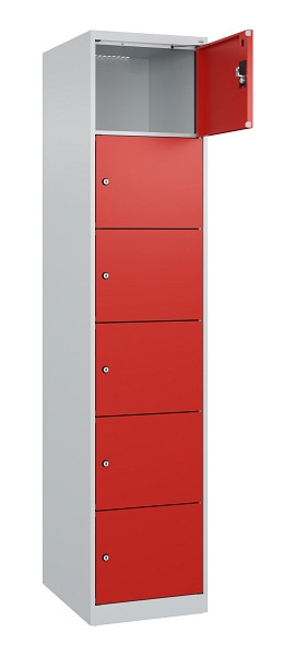 C+P Schließfachschrank Evolo PLUS, 6 Fächer, 1850x400x500mm, 7035/3020, 049000-126 S10005