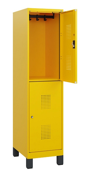 C+P Doppelstöckiger Spind Evolo PLUS, Füße, 2 Fächer, 1630x400x500mm, 1023/1023, Zylinderschloss, 0493105-12 S10063